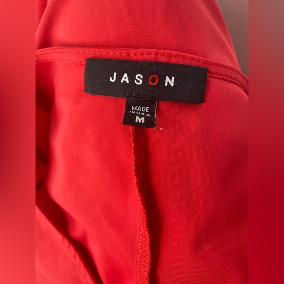 JASON Red Mid Length Sleeve Tunic Dress with Pockets - Picture 7 of 8